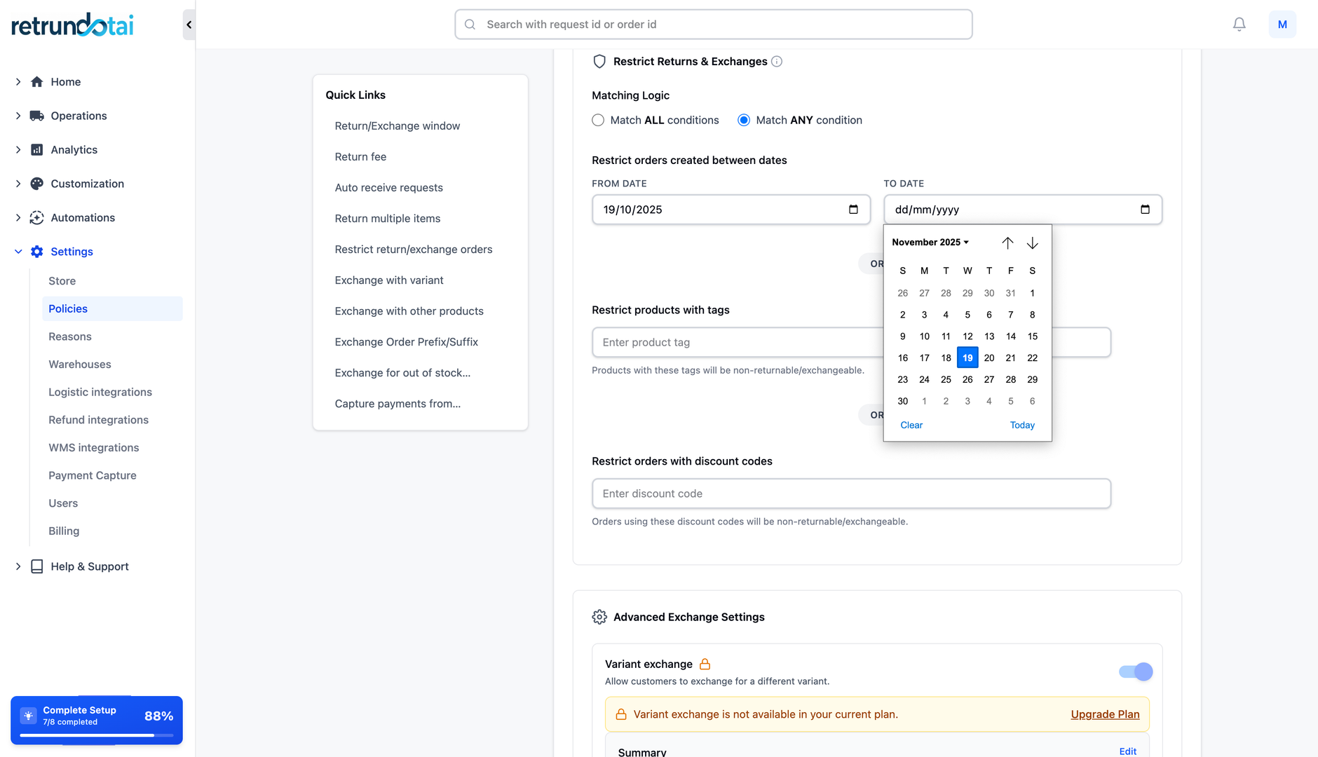 Configuring date range
