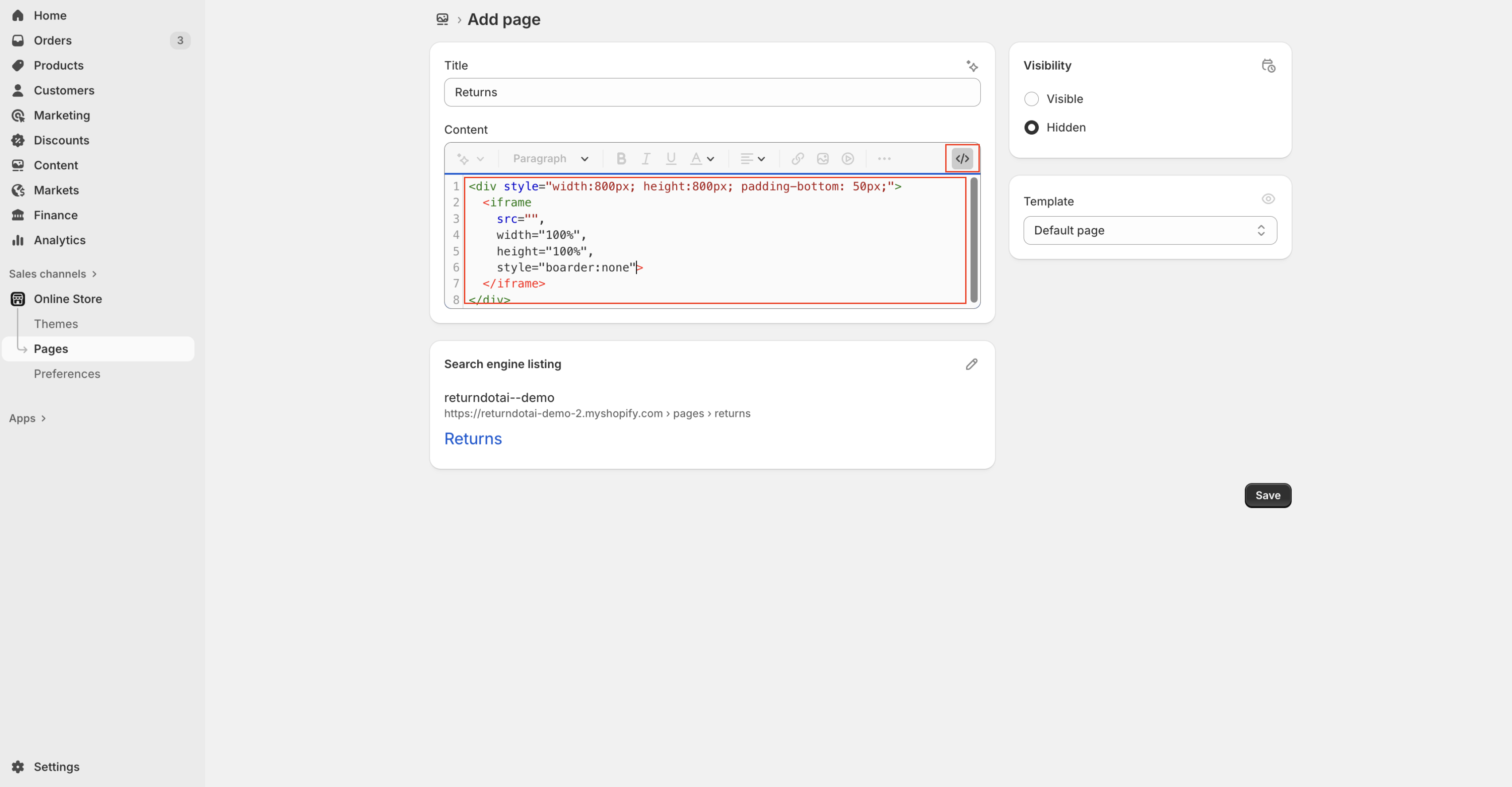 Shopify Admin Dashboard
